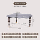 Organic peanut dark glass and solid wood coffee table living room