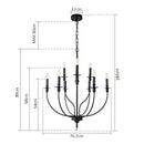 Retro industrial black iron chandelier dining room candle light