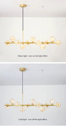 Modern black & gold head ring chandelier dining room amber glass globes