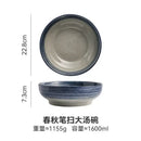 DecorBites™ 9" Retro Ceramic Ramen Noodle Bowl - Japanese Style Soup Bowl for Pickled Cabbage Fish