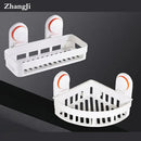 DecorBites™ ABS Bathroom Shelf: Wall Mounted Suction Cup Corner Basket Holder & Shower Shelf
