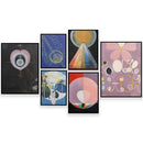 Modern pastel abstract art canvas wall print living room set of 6