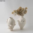 DecorBites™ Abstract Art Ceramic Vase for Desk Decoration and Room Aesthetic