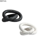 Abstract white & black ceramic knot sculpture living room decor