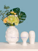 DecorBites™ Abstract Character White Ceramics Vase Home Decor Handcrafted Modern Flower Arrangement