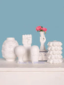 DecorBites™ Abstract Character White Ceramics Vase Home Decor Handcrafted Modern Flower Arrangement