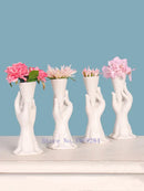 DecorBites™ Abstract Character White Ceramics Vase Home Decor Handcrafted Modern Flower Arrangement