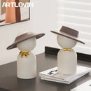 Modern white abstract couple bust sculpture living room decor