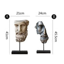 Antique silver & white david face resin sculpture living room decor