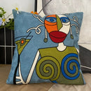 Decorbites abstract embroidery picasso face throw pillow living room