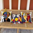 Decorbites abstract embroidery picasso face throw pillow living room