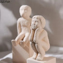 DecorBites™ Abstract Family Character Ceramic Sculpture Desk Decoration