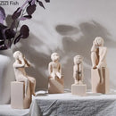 DecorBites™ Abstract Family Character Ceramic Sculpture Desk Decoration