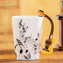 DecorBites™ Acoustic Guitar Mug 400ml Ceramic Coffee Cup Music Tea Tumbler Decoration
