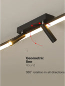 DecorBites™ Acrylic Black Strip LED Chandeliers for Indoor Living Dining Room