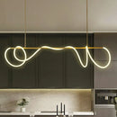DecorBites™ Acrylic Flex Tube Suspension Light: Minimalist LED Island Lamp in Gold with Linear Arm - Warm/White/Natural Light
