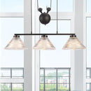 DecorBites™ Adjustable Pulley Industrial Cone Pendant with Prismatic Glass - Black, 2/3-Light Island Lamp