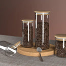 DecorBites™ Airtight Glass Coffee Bean Storage Jar with Bamboo Lid for Kitchenpreservation