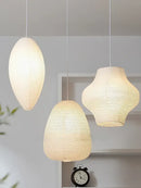 Square white rice paper pendant light for living room