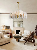Elegant alabaster gold chrome chandelier living room pendant light