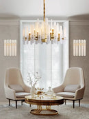 Elegant alabaster gold chrome chandelier living room pendant light