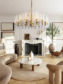 Elegant alabaster gold chrome chandelier living room pendant light