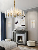 Elegant alabaster gold chrome chandelier living room pendant light