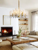 Elegant alabaster gold chrome chandelier living room pendant light