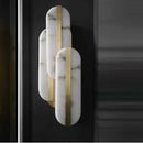 DecorBites™ Alabaster Moon Oval Marble Wall Lamp, Gold/Copper LED Sconce for Modern Indoor Decor