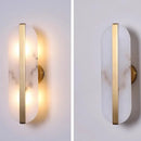 DecorBites™ Alabaster Moon Oval Marble Wall Lamp, Gold/Copper LED Sconce for Modern Indoor Decor