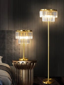 DecorBites™ All Brass Crystal Floor Lamp Gold Luxury Decor Living Room Lighting