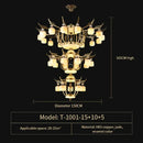 Chinese style golden copper jade chandelier living room lantern light