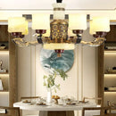 Luxury copper marble jade chandelier for living room lighting