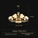 Luxury copper marble jade chandelier for living room lighting