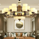 Luxury copper marble jade chandelier for living room lighting