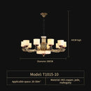 Luxury copper marble jade chandelier for living room lighting