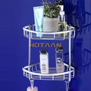 DecorBites™ Aluminium Double Shelf Kitchen and Bathroom Corner Basket Angel Rack