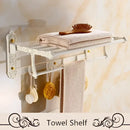 DecorBites™ Aluminum Bath Hardware Set: Shelf, Towel Rack, Paper Holder, Brush Holder, Hooks