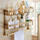 DecorBites™ Aluminum Bathroom Corner Shelf - 40cm Length, Antique Finish, Shower Room Basket