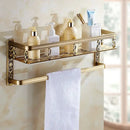 DecorBites™ Aluminum Bathroom Corner Shelf - 40cm Length, Antique Finish, Shower Room Basket