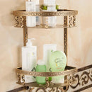 DecorBites™ Aluminum Bathroom Corner Shelf - 40cm Length, Antique Finish, Shower Room Basket