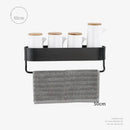 Black aluminum bathroom shelf with towel bar – bathroom organizer