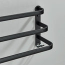 Modern black aluminum triple tier bathroom towel rack with hooks