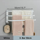 Modern black aluminum triple tier bathroom towel rack with hooks