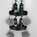 Matte black aluminum bathroom hardware set with towel rack and brush holder