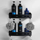 Matte black aluminum bathroom hardware set with towel rack and brush holder