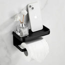 DecorBites™ Aluminum Black Tissue Holder with Phone Shelf - Toilet Paper Rack