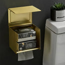 DecorBites™ Aluminum Brushed Gold Toilet Paper Holder Rack Tissue Box - Bathroom Roll Storage