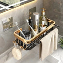 DecorBites™ Aluminum Corner Bathroom Shelf with Towel Holder