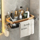 DecorBites™ Aluminum Corner Bathroom Shelf with Towel Holder